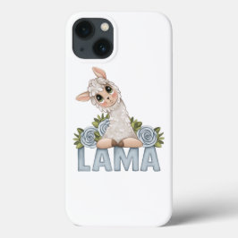 CUTE WHITE LLAMA FLORAL Hoesje-Mate iPhone case