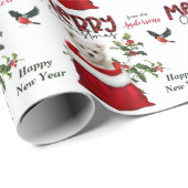 Cute White Maltese puppy kerstcadeau Cadeaupapier (Rol Hoek)