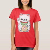 Cute White Maneki Neko T-shirt (Voorkant)