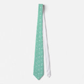 Cute White & Mint-Green Delicate Floral Pattern Stropdas (Voorkant)
