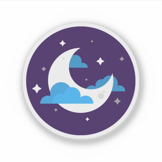 Cute White Moon Sticker (Voorkant)