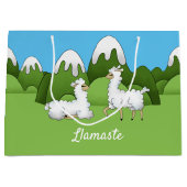 Cute White Mountain Llamas Groot Cadeauzakje (Voorkant)