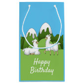 Cute White Mountain Llamas Klein Cadeauzakje (Achterkant)
