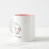 Cute white mouse & calligraphy Two-Tone koffiemok Tweekleurige Koffiemok (Voorkant links)