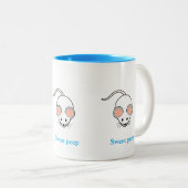 Cute white mouse & turquoise kalligrafie tweekleurige koffiemok (Voorkant rechts)
