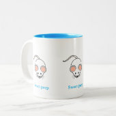 Cute white mouse & turquoise kalligrafie tweekleurige koffiemok (Voorkant links)
