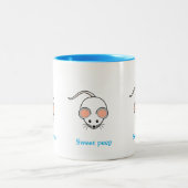 Cute white mouse & turquoise kalligrafie tweekleurige koffiemok (Center)