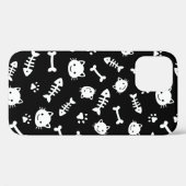 Cute White op Black Cat Botten Fish Paw Pattern Case-Mate iPhone Case (Achterkant (horizontaal))