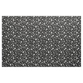 Cute White op Black Cat Botten Fish Paw Pattern Stof (Yard (91,4 cm))