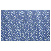 Cute White op Blue Cat Botten Fish Paw Pattern Stof (Yard (91,4 cm))