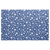 Cute White op Blue Cat Botten Fish Paw Pattern Stof (Fat Quarter)