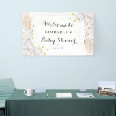 Cute White Orchids en Pampas Baby shower Backdrop Spandoek (Beurs)