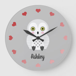 Cute White Owl Personalized Grote Klok