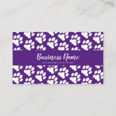 Cute White & Paarse Paw Print Pattern Dog Walking Visitekaartje (Achterkant)