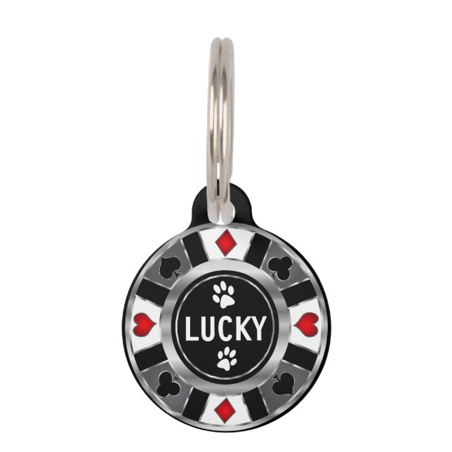 Cute White Paws op Poker Chip | Personaliseren Huisdierpenning (Voorkant)