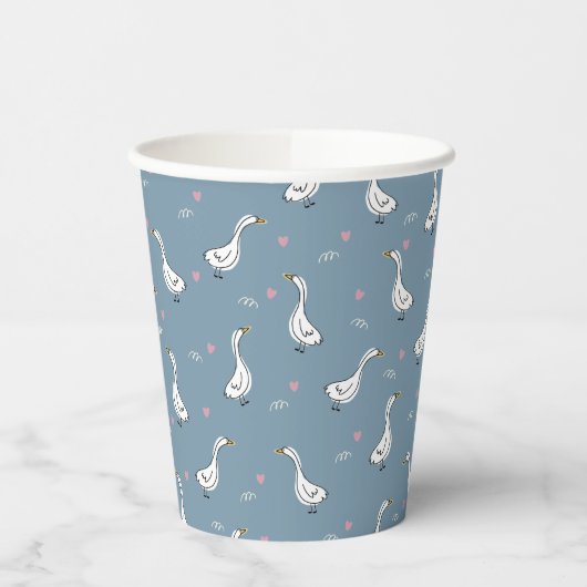 Cute White Pekin Duck Pattern Papieren Bekers (Links)