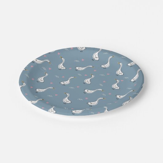 Cute White Pekin Duck Pattern Papieren Bordje (Gekanteld)