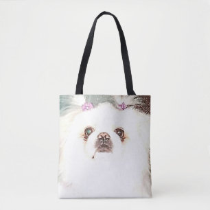 Cute White Pekingese Dog Tas
