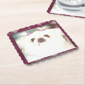 Cute White Pekingese Paper Onderzetters (Gebogen)