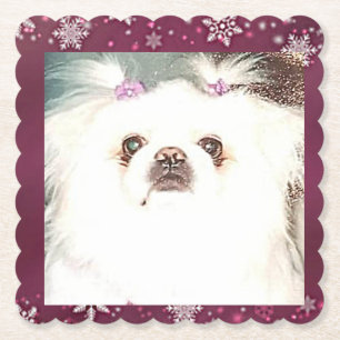 Cute White Pekingese Paper Onderzetters