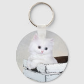 Cute White Persian Kitten Sleutelhanger (Voorkant)