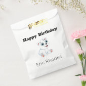Cute white polar bear on gray birthday bedankzakje (Gezegeld)