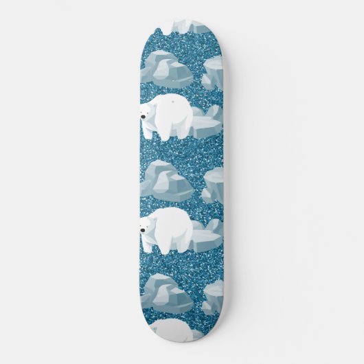 Cute White Polar Beer North Wild Animal Blue Kold Persoonlijk Skateboard (Voorkant)