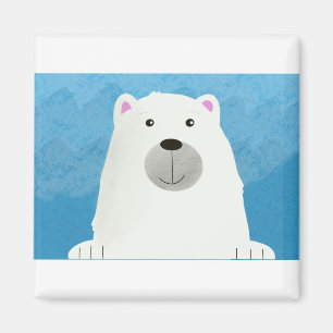 Cute White Polar Beer Print Design Magneet