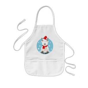 Cute White Polar Beer Red Santa's Pet & Scarf-naam Kinder Schort