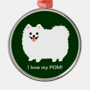 Cute White Pomeranian Aangepast voor vloeiende m Metalen Ornament