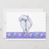 Cute White Pomeranian Baby shower Kaart (Achterkant)