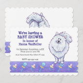 Cute White Pomeranian Baby shower Kaart (Voorkant / Achterkant)