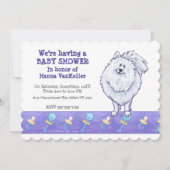 Cute White Pomeranian Baby shower Kaart (Voorkant)