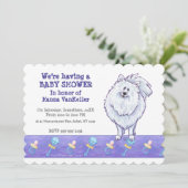 Cute White Pomeranian Baby shower Kaart (Staand voorkant)
