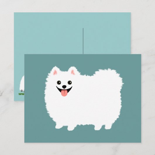 Cute White Pomeranian Briefkaart (Voorkant / Achterkant)