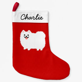 Cute White Pomeranian Cartoon Dog Fluffy Pommie Kleine Kerstsok