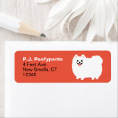 Cute White Pomeranian Cartoon Dog Return Address Etiket (Insitu)