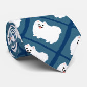 Cute White Pomeranian Cartoon Dogs Pattern Stropdas (Opgerold)