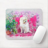 Cute White Pomeranian Dog Muismat (Met muis)