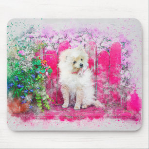 Cute White Pomeranian Dog Muismat