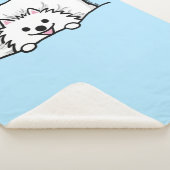 Cute White Pomeranian Dog Tucked in Bed Sherpa Deken (3/4)