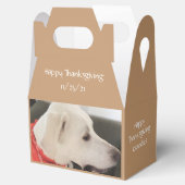 Cute White Puppy Dog Brown Thanksgiving Favor Box Bedankdoosjes (Geopend)