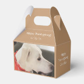 Cute White Puppy Dog Brown Thanksgiving Favor Box Bedankdoosjes (Voorkant Zijde)