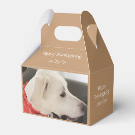 Cute White Puppy Dog Brown Thanksgiving Favor Box Bedankdoosjes