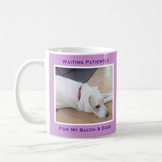 Cute White Puppy Dog Eén foto Light Paars Koffiemok (Links)