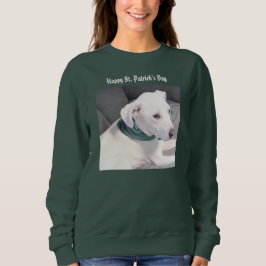Cute White Puppy Dog met groene scarf Trui