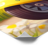 Cute White Puppy Dog op een geel scooter Art Poster (Hoek)