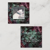 Cute White Puppy Dog Shamrocks Clovers Green Vierkante Visitekaartje (Voorkant / Achterkant)