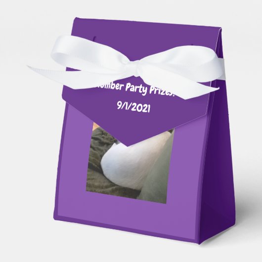 Cute White Puppy Dog Slumber Party Paars Bedankdoosjes (Voorkant Zijde)