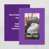 Cute White Puppy Dog Slumber Party Paars Kaart (Voorkant / Achterkant)